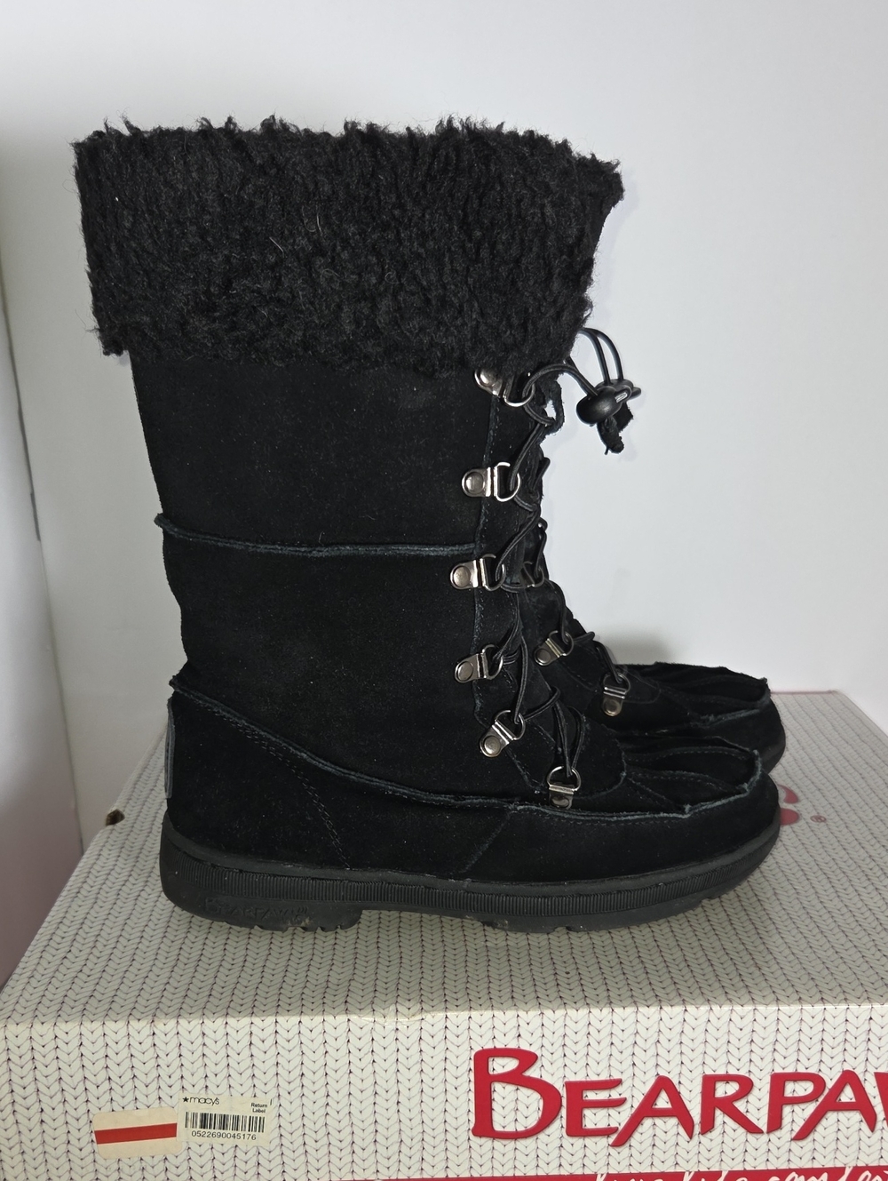 BearPaw Women's Suede Leather Winter Boots Size 6